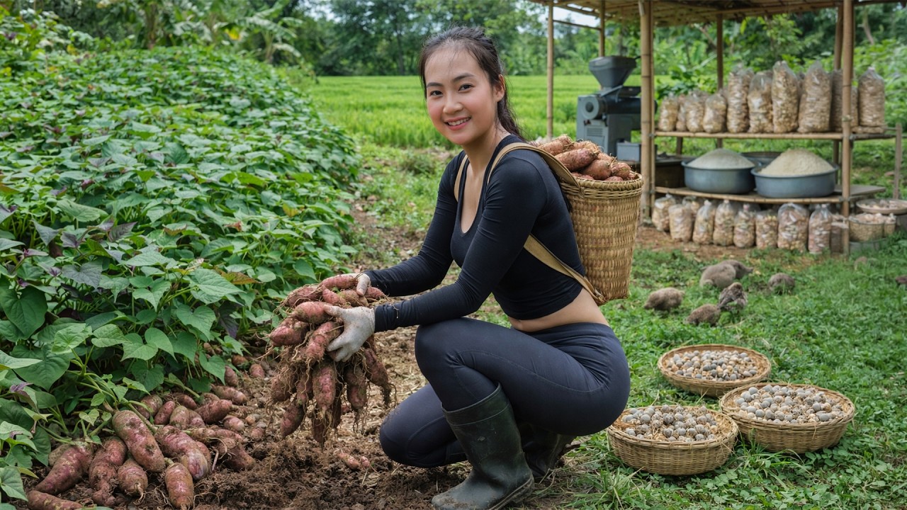 Harvest Sweet Potatoes To Sell At The Market, Roast Sweet Potatoes – Office Woman Leaves The City