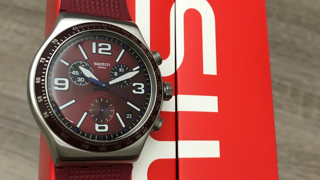 Swatch Wine Grid Chronograph Men&rsquo;s Watch YVS464 (Unboxing) @UnboxWatches