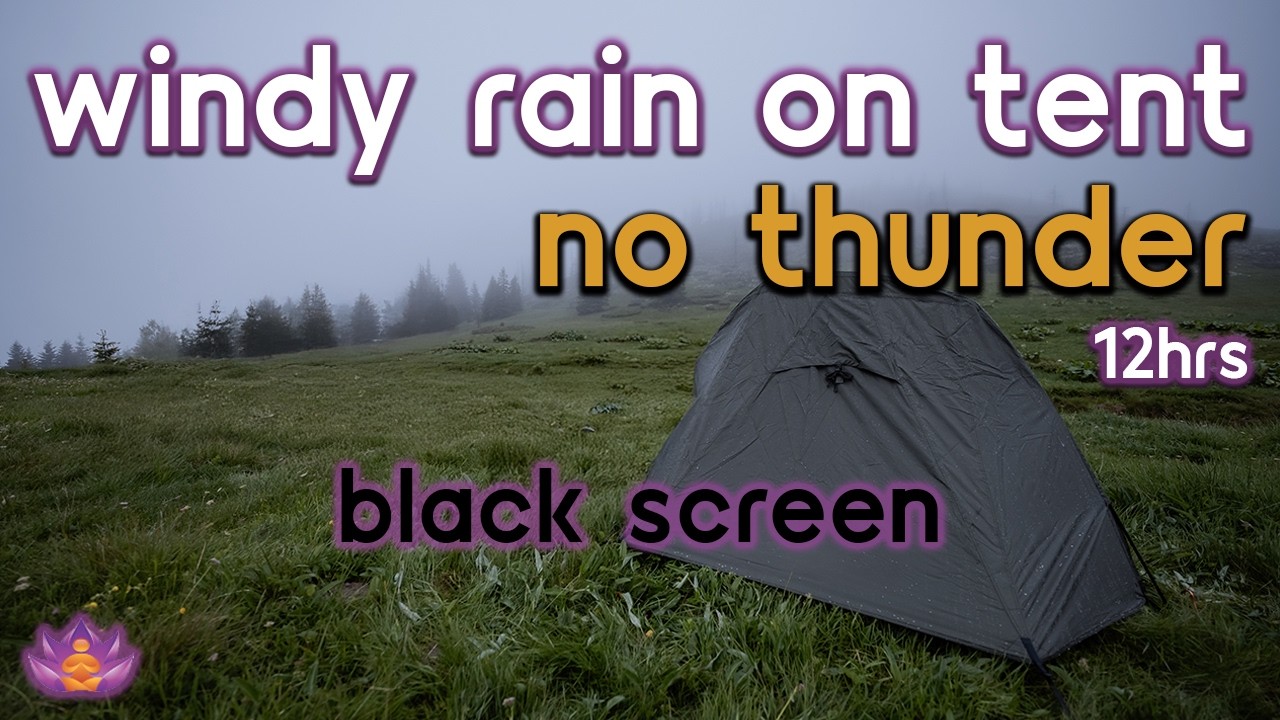 [Black Screen] Sleep in a Tent During Windy Rain | Rain on Tent &ndash; No Thunder | Rain Sounds for Sleep