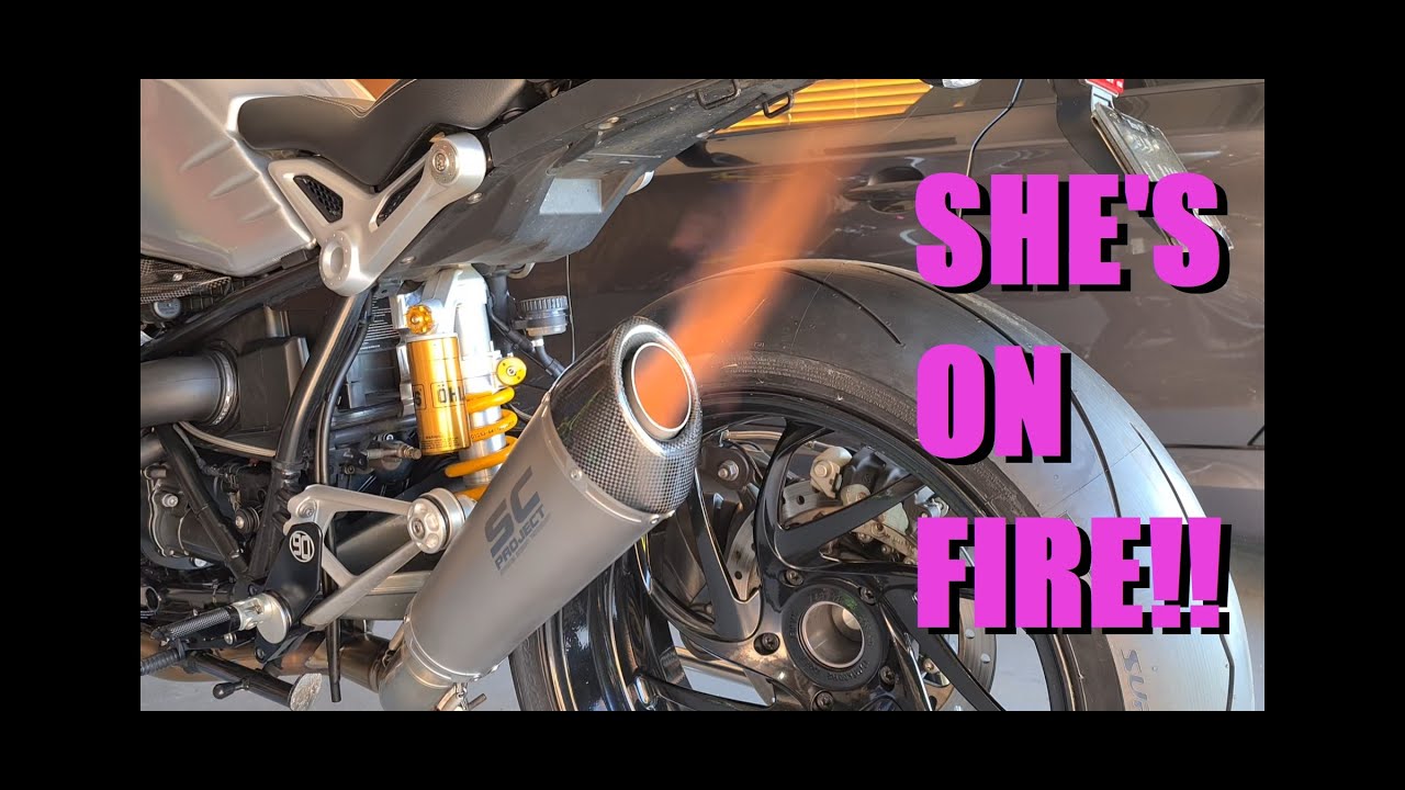 R Nine T with an Akrapovic titanium exhaust system with an SC Conic muffler.
