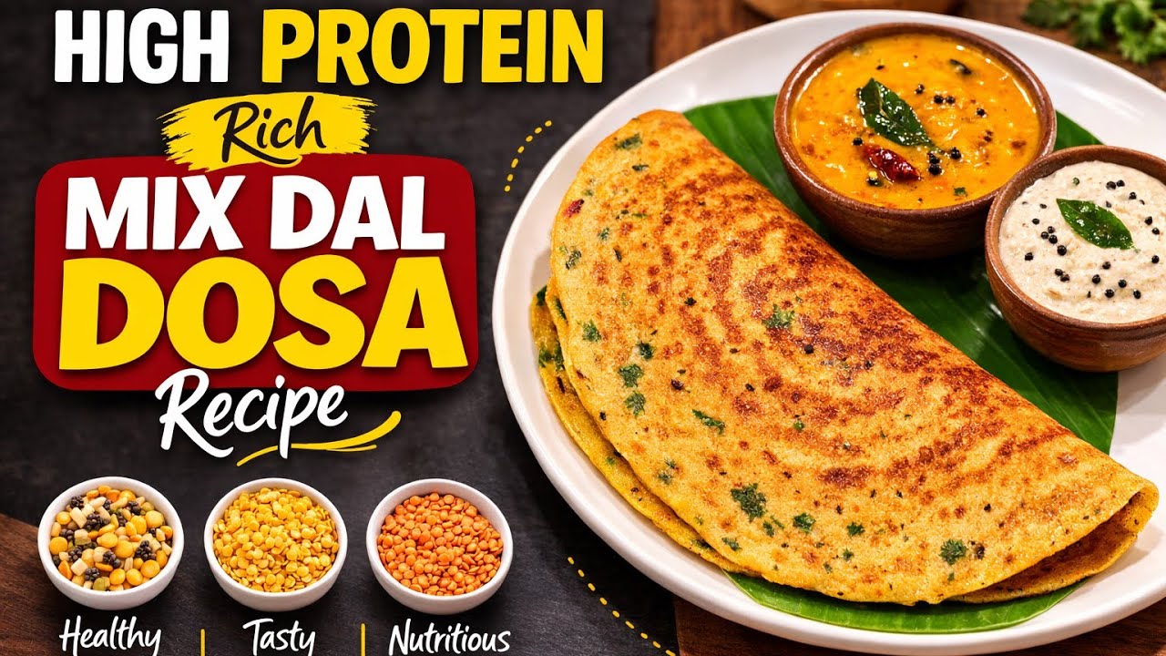 High Protein Mix Dal Dosa Recipe | No Fermentation No Rice |Weight Loss#HighProteinDosa #MixDalDosa 