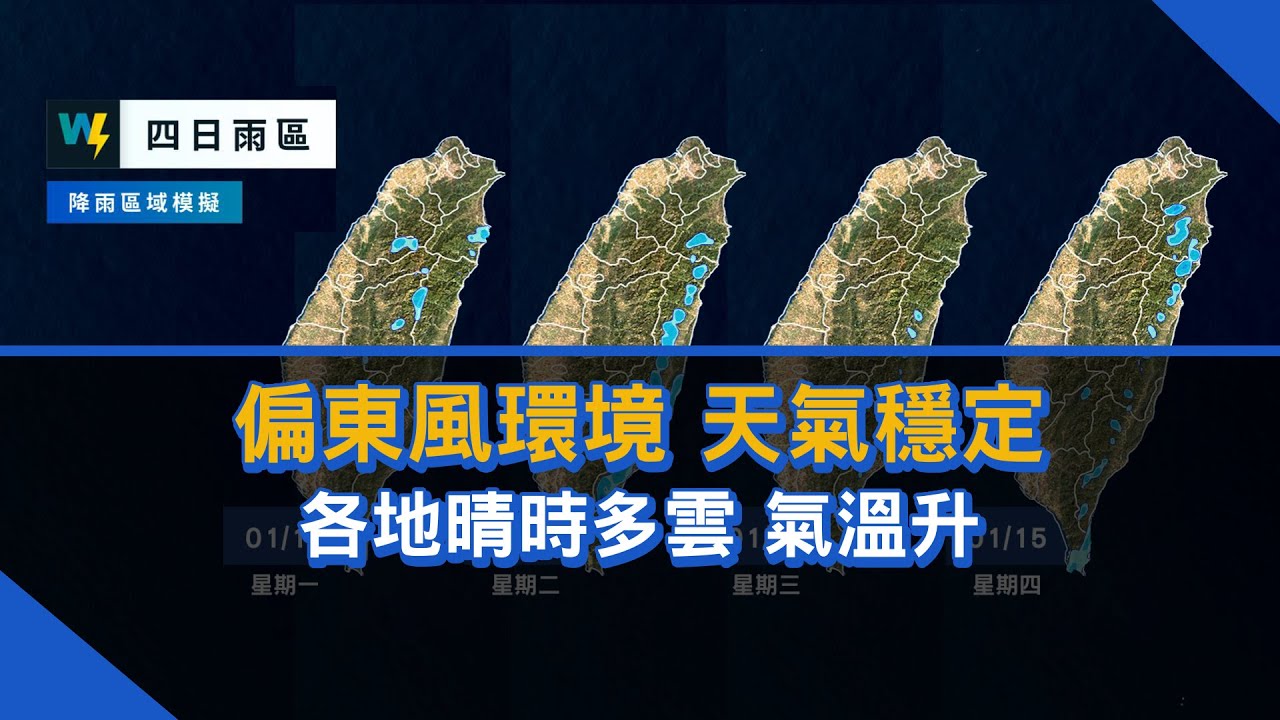 2026/01/11 偏東風環境 天氣穩定 各地晴時多雲 氣溫升