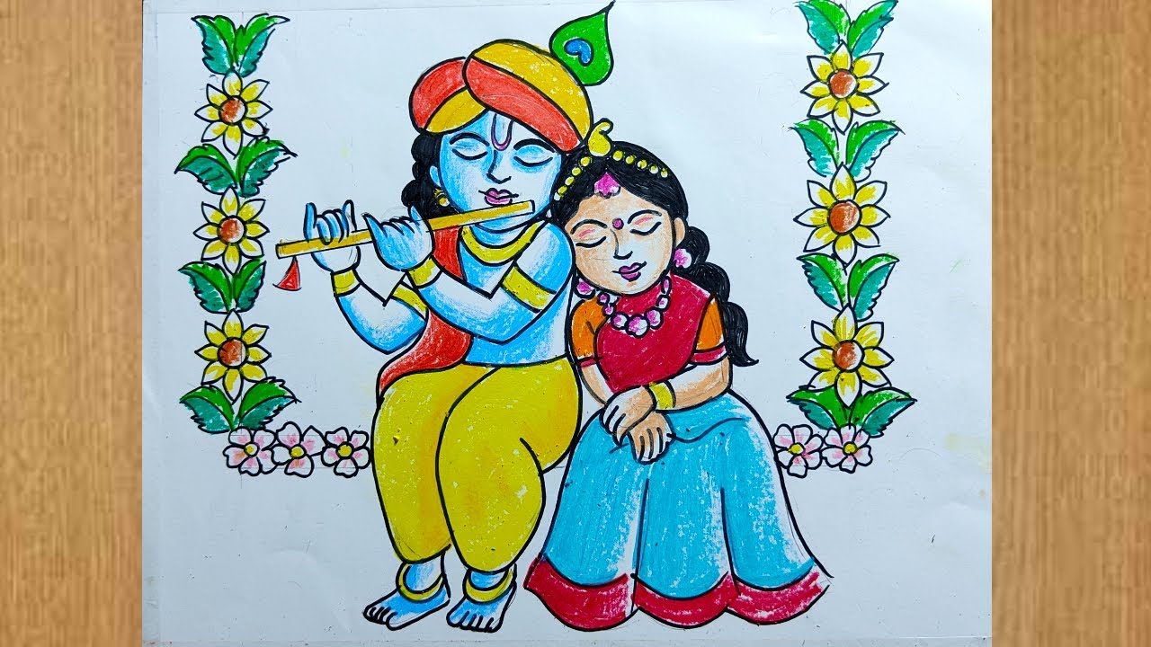 how to draw lord radha krishna for jhulan yatra special,lord radha krishna painting,lord krishna,