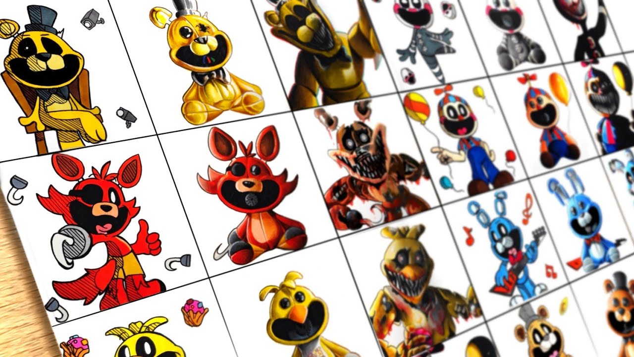 Five Nights At Freddy's X Poppy Playtime Chapter 5 - Animatronic Smiling Critters Style Drawing