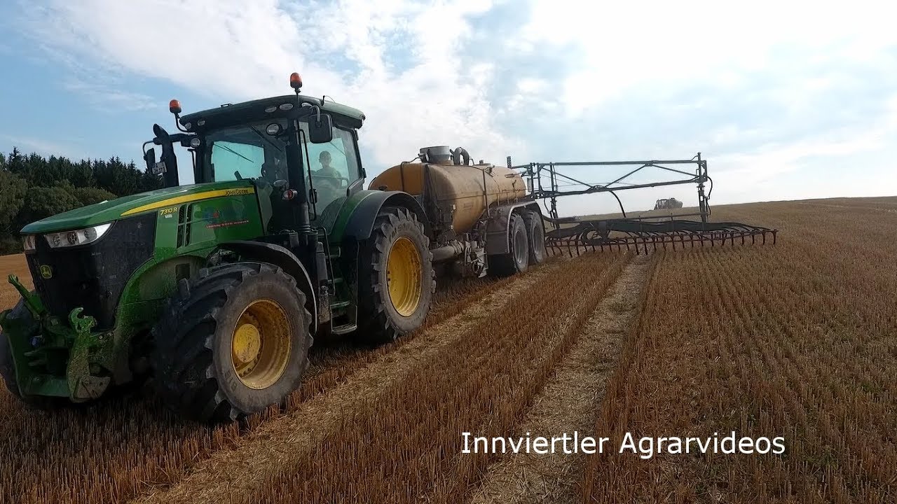 John Deere 7310R | Zunhammer 15500 mit Schleppschuh | Güllezubringer