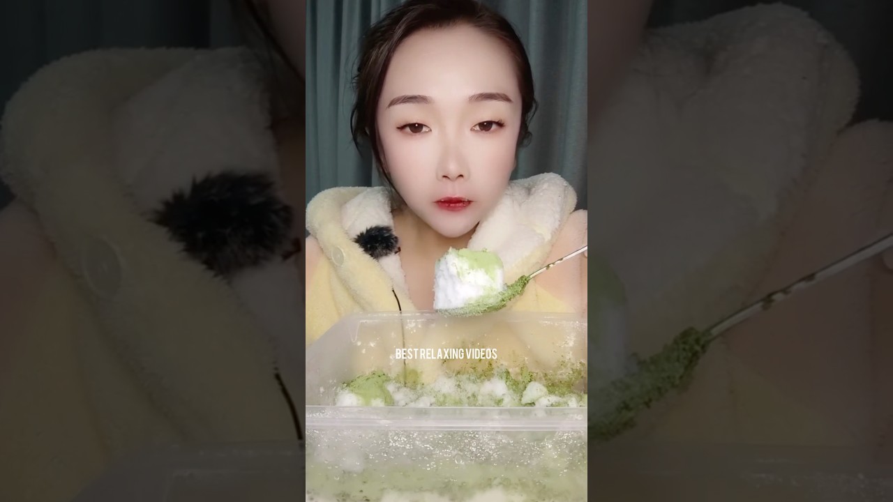 Matcha Powdered Ice Mukbang | Chilled ASMR Delight #buzyemevideoları