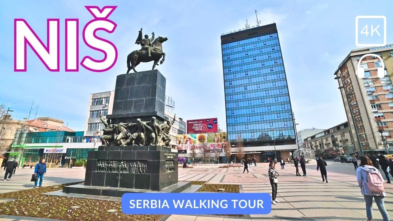 Downtown in Nis - Serbia, Part 1 - 4k Virtual Walking Tour