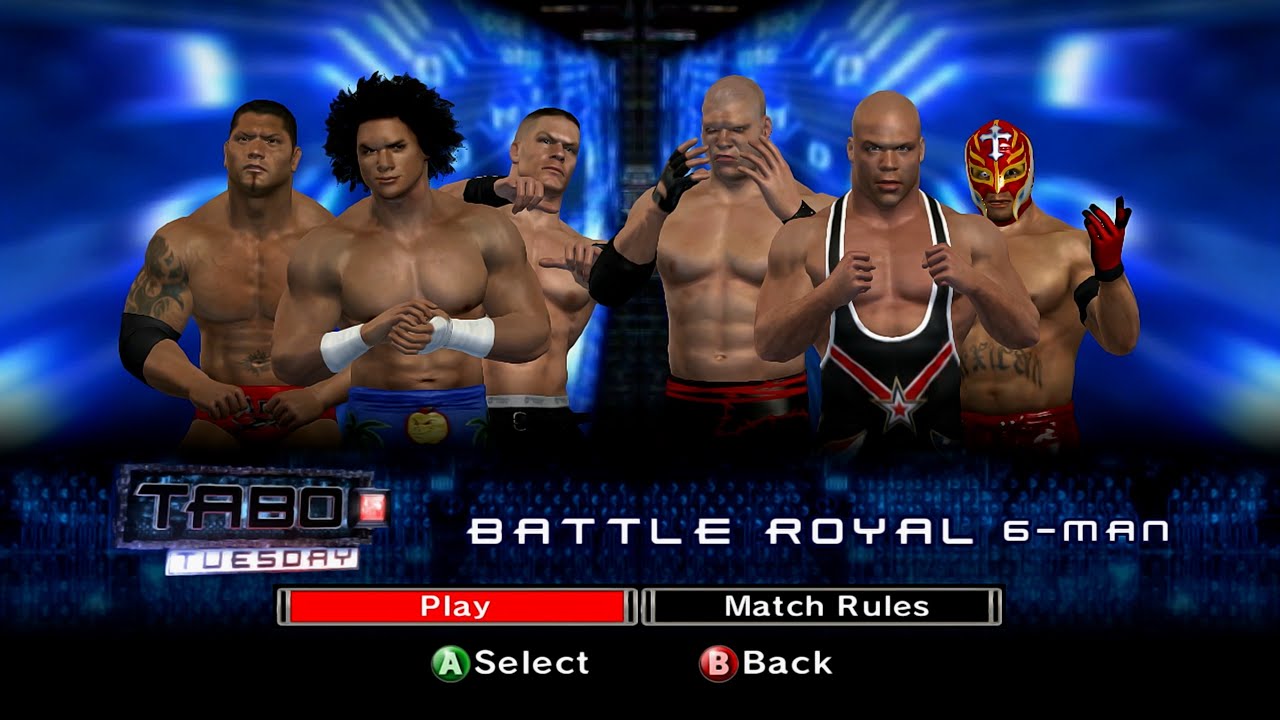 WWE SVR 2007 Xbox360 - Batista,Carlito,JohnCena,Kane,KurtAngle,ReyMysterio - 6-Man Battle Royal
