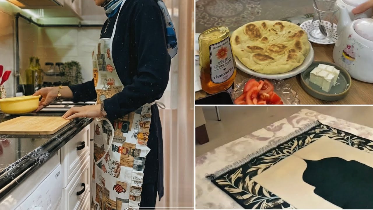 Я приготовила базламу, мой маленький напольный стол 🥖 Домашние дела и мой распорядок дня ✨