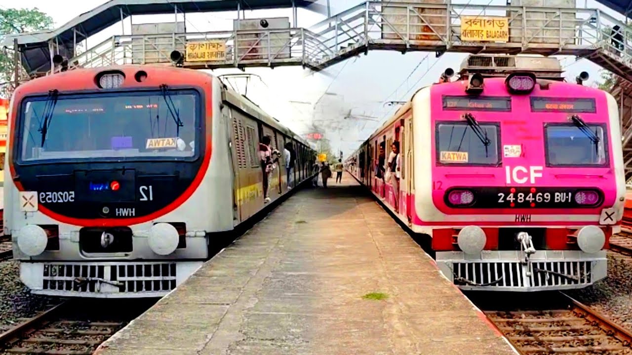🔥Unique BEML Local & Classic Pink ICF Local Train in Action! at Balagarh Railway station। [IR]