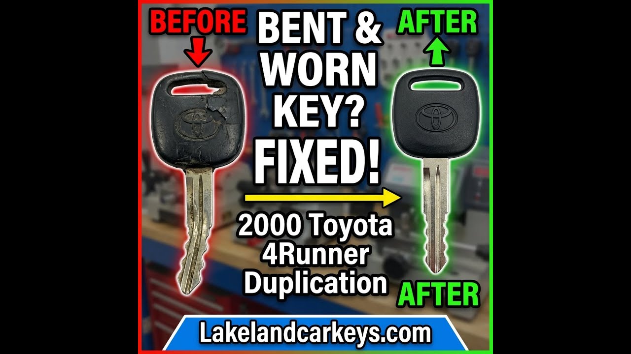 2000 Toyota 4Runner bent worn key duplication. Lakelandcarkeys.com 