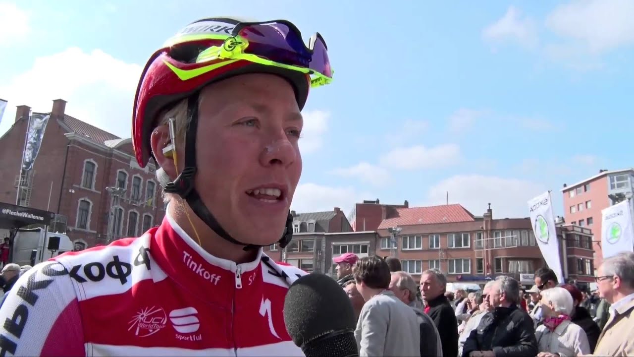 Michael Valgren at the start of the Fl&egrave;che Wallonne 2015