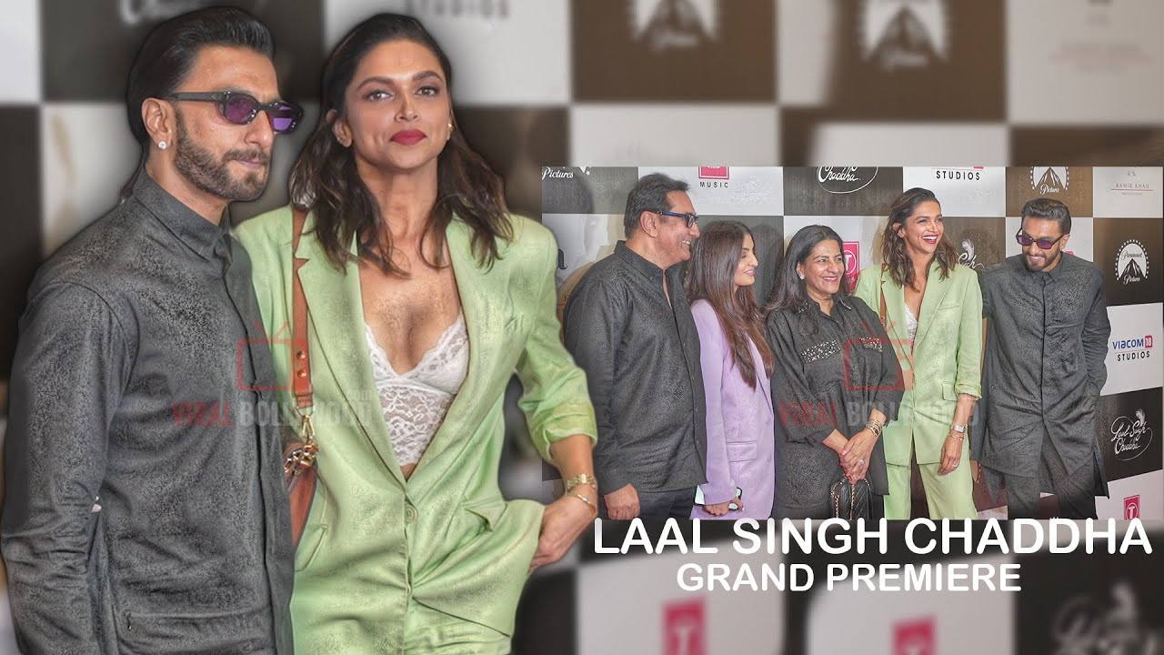 Ranveer Singh with wife Deepika Padukone and Family arrives at Laal Singh Chaddha Grand Premiere