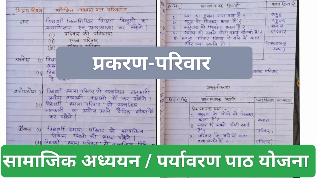 समालोचना पाठ योजना//इकाई पाठ योजना ✨ sst lesson plan diary / #परिवार #पाठ_योजना #समालोचना