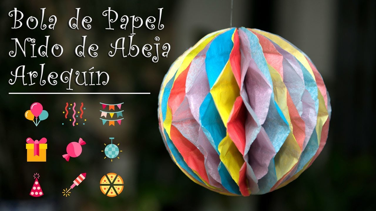 Bola de Papel Nido de Abeja Arlequin Para Decoracion Fiestas