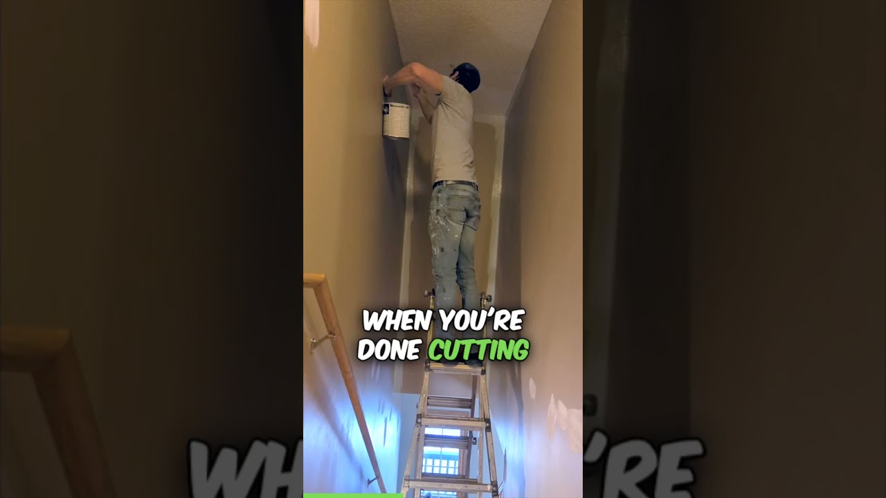 How to Paint a Tall Stairway like a Pro! #diyhomeprojects #homeimprovement #painting #wallpainting
