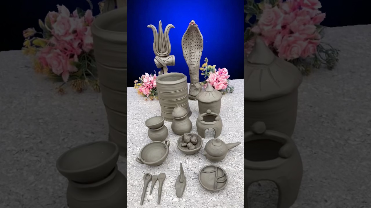 🍽️Amazing Mitti Ki Kitchen Set ￼ #diy #shivling #art #craft #kitchen #mitti #handmaking