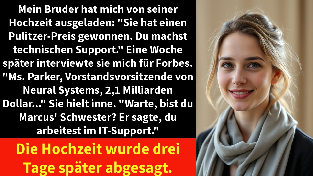 Mein Bruder hat mich von seiner Hochzeit ausgeladen: 