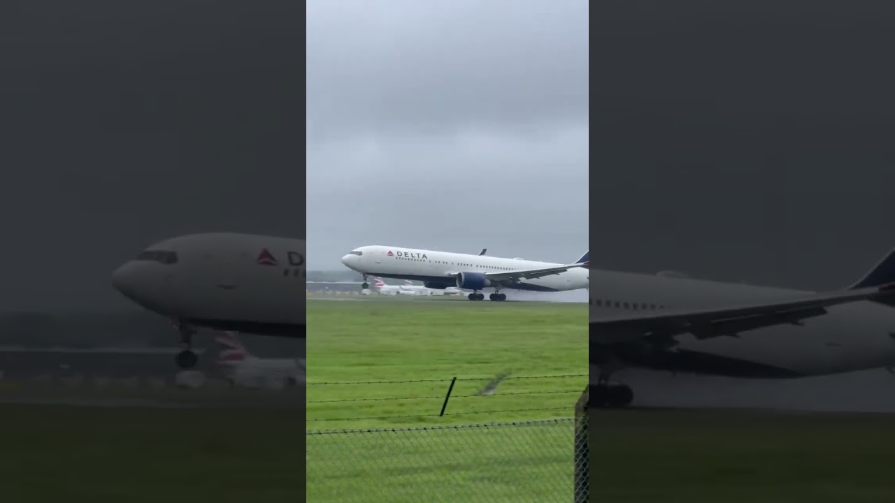 Wet Delta 767-300 take off at Edinburgh Airport #aviation #delta #takeoff ff