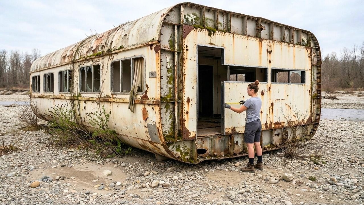 I Built a Tiny “Ship Hotel” Cabin From an Abandoned Cruise Ship Section