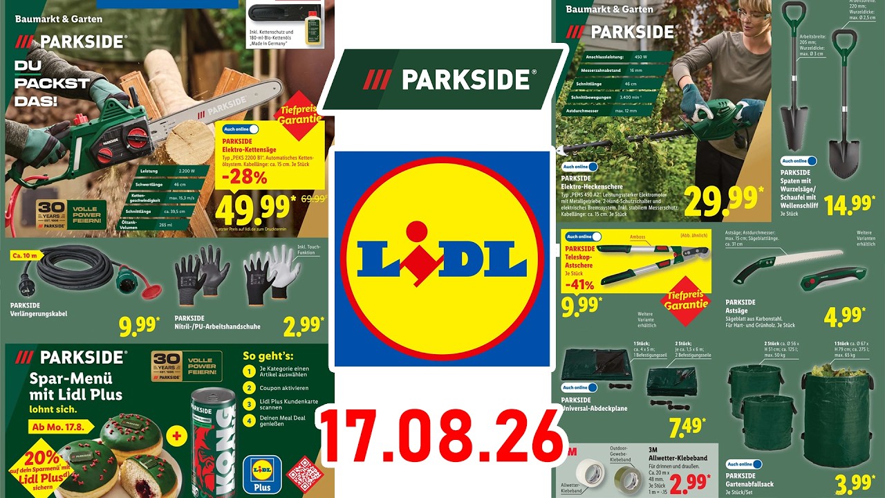 Parkside Lidl Katalog ab 17.08.2026 | Kettens&auml;ge, Heckenschere, Hochdruckreiniger & Gartenwerkzeuge