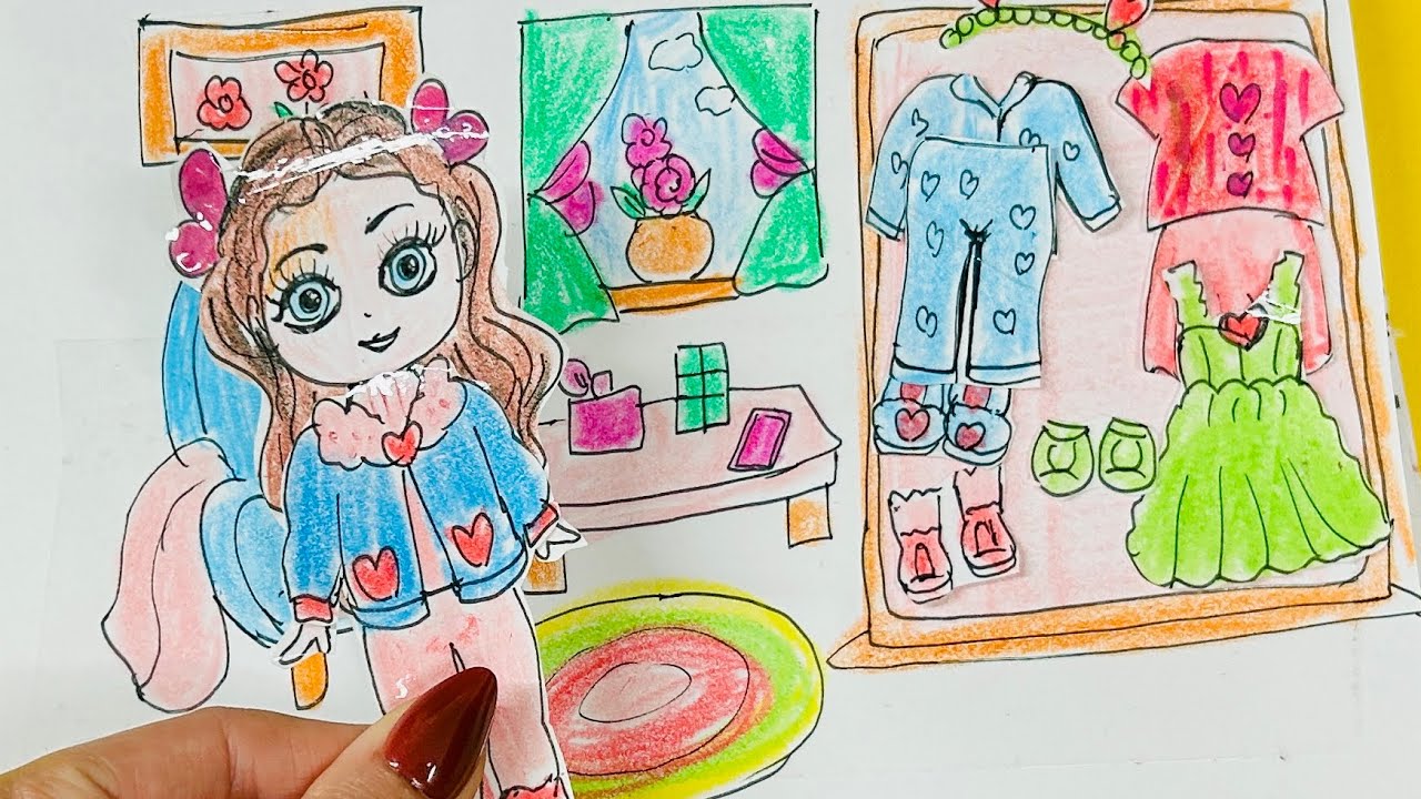 🎀Paper Diy 🎀 Little paper doll fashion .…… making process / paper play💜