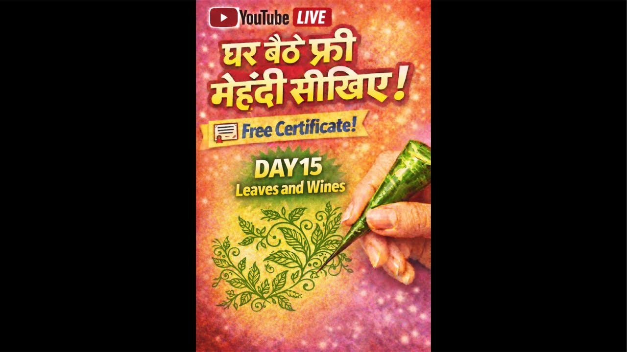 Day 15 Easy Mehndi Leaves Design Tutorial | Certificate #shortsfeed #livemehndi #mehndi #art #live