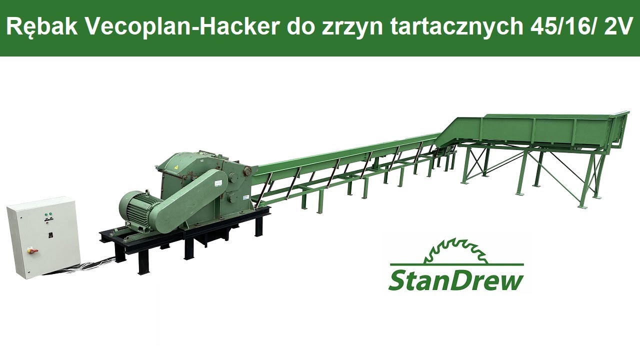 Rębak Vecoplan-Hacker do zrzyn tartacznych 45/16/ 2V - [Work of wood chipper Vecoplan-Hacker]