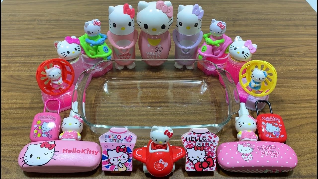Special Series #PINK Hello Kitty || MIXING BEADS AND GLITTER INTO SLIME || #Relaxing Slime
