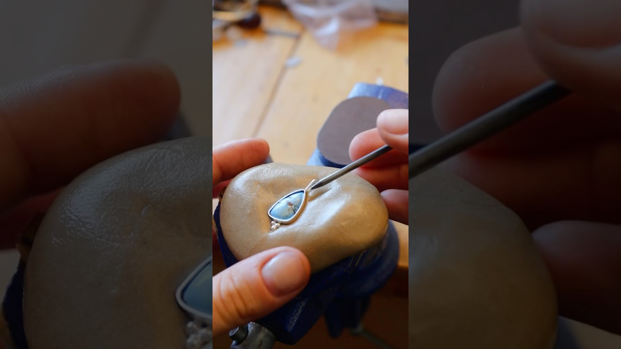Making Silver Pendant with Turquoise #jewelry #silversmith #handmade #workshop #processvideo #diy