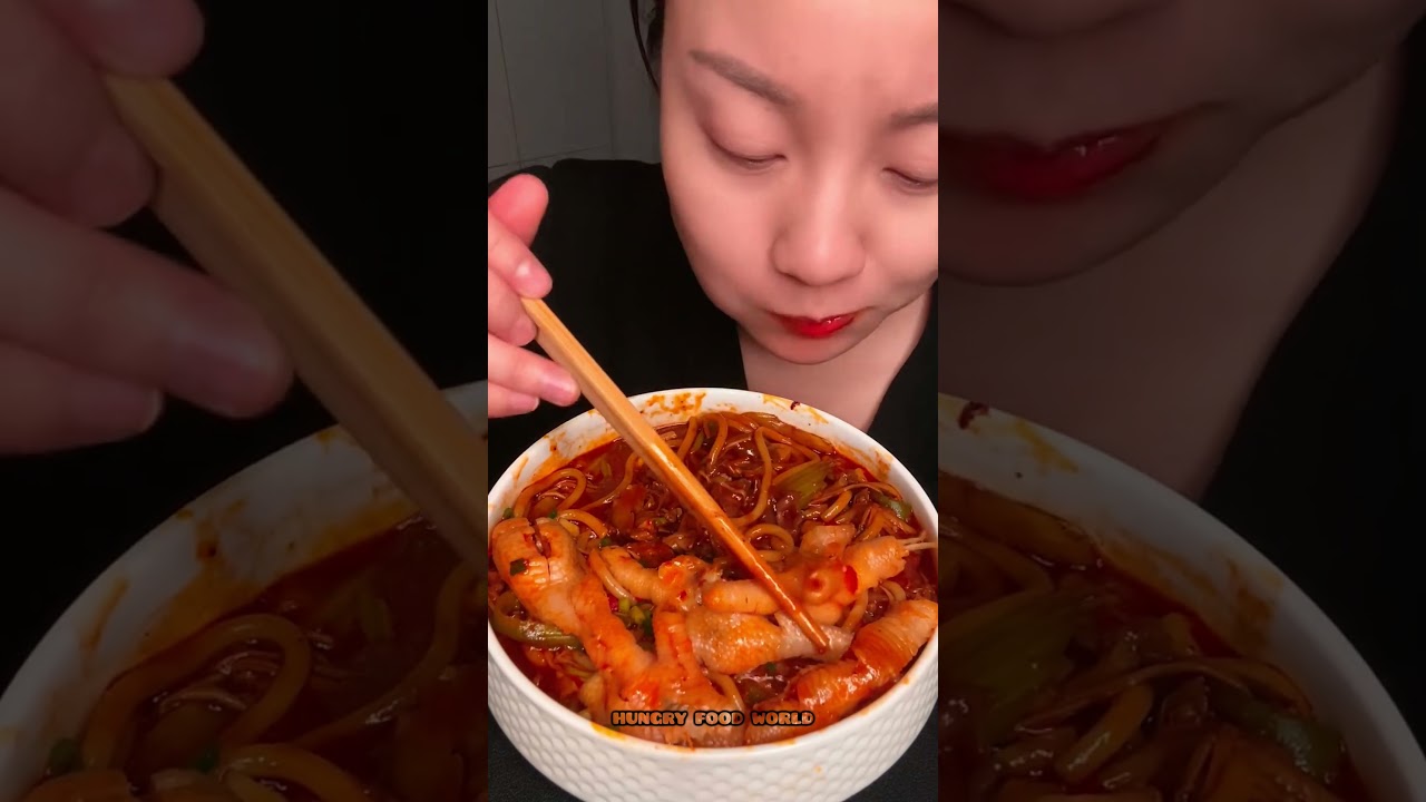 Spicy Noodles With Chicken Feet Eating 🥵🤤 