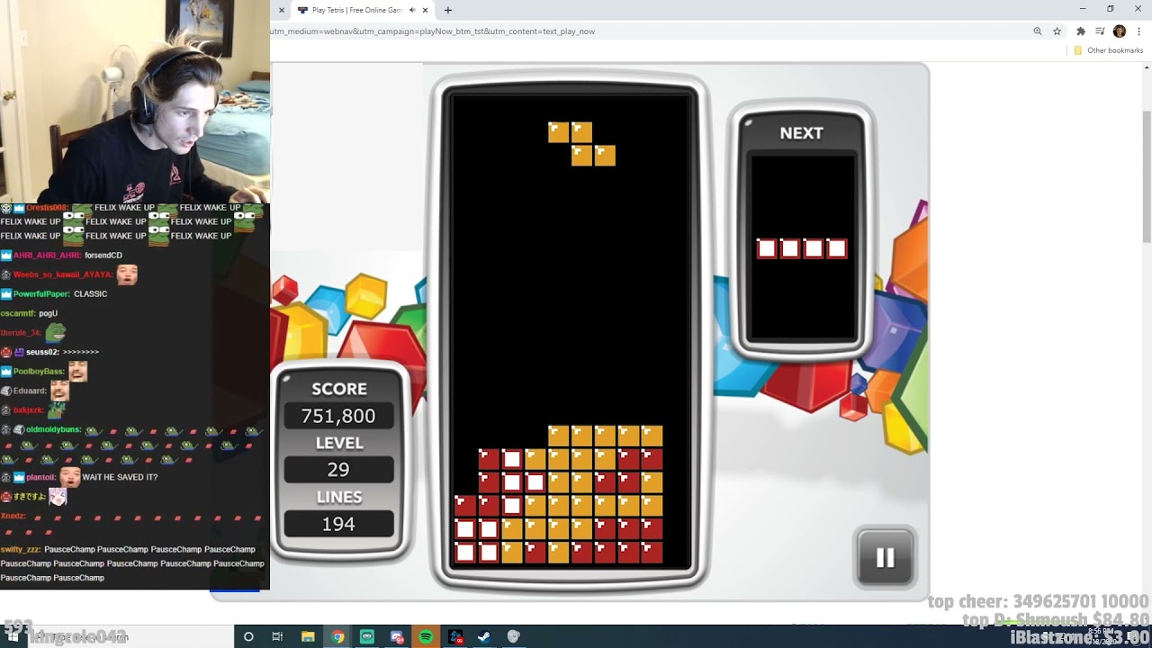 NES Tetris - 793,960 on Level 29 by xQc (Former World Record)