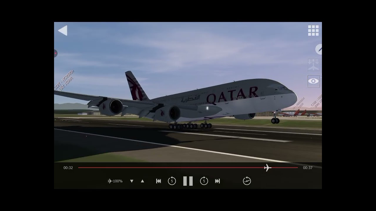 Qatar airlines A380-800 landing Milan