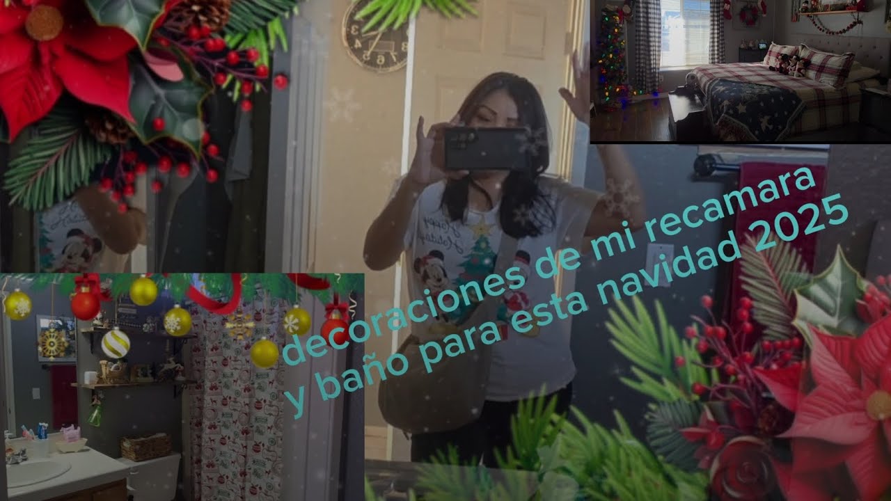 Acompañenme a limpiar / les muestro las decoraciones navideñas de mi recamara y baño 2025