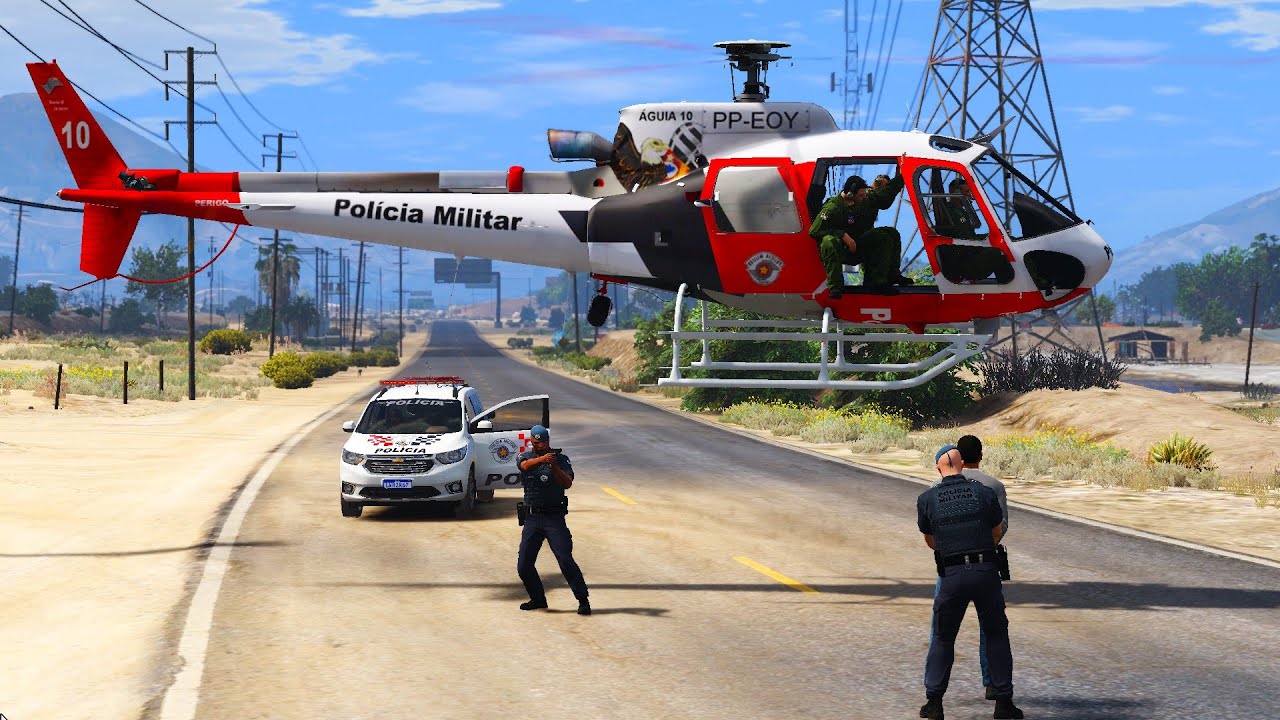 PATRULHA AÉREA HELICÓPTERO ÁGUIA, NÃO ADIANTA CORRER | GTA V VIDA POLICIAL