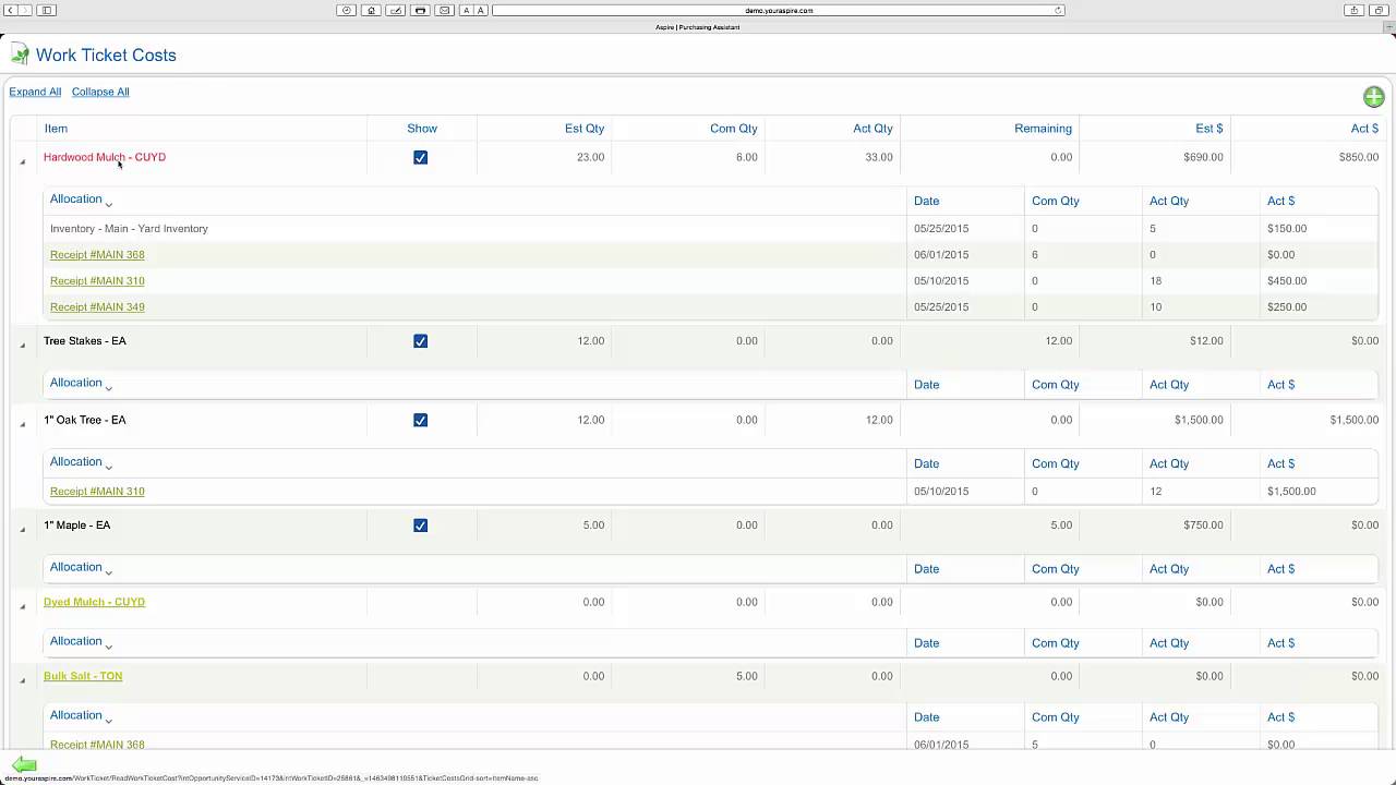 Aspire Software Company: Purchasing Demo