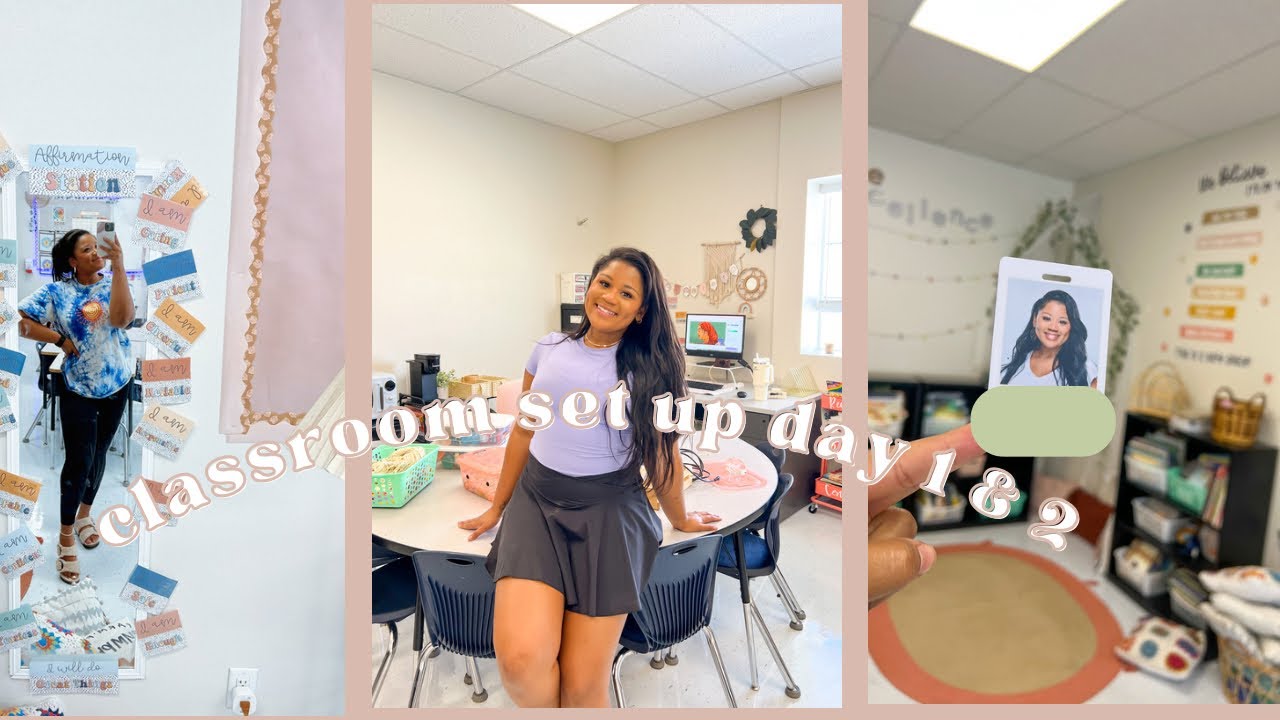 Classroom setup day 1 & 2 | Decorating Bulletin boards and classroom library | classroom set up vlog