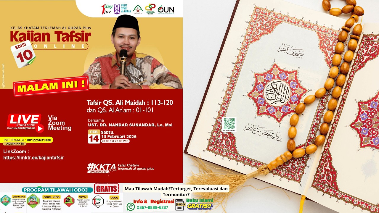 [LIVE] Kajian Tafsir Al-Quran  Ke-10: Penyesalan mendalam orang kafir saat d (Tafsir QS. Al-Maidah )