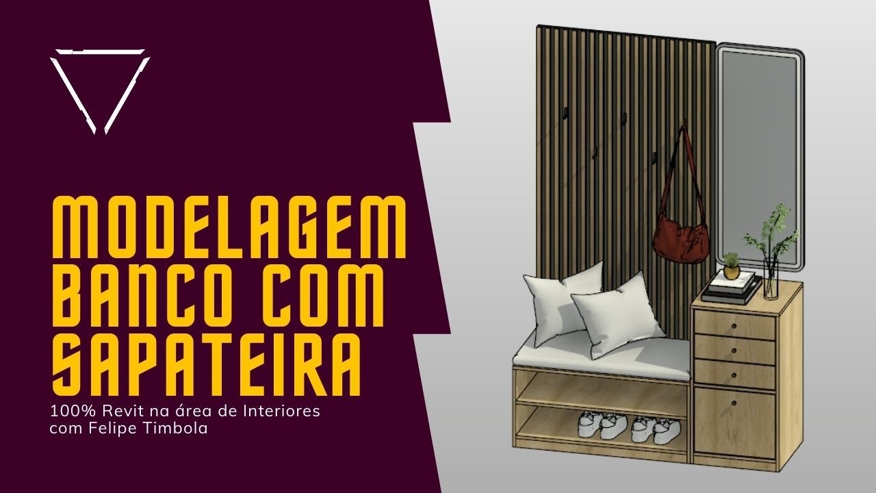 100% Revit na área de Interiores - Modelagem de Famílias - Banco com sapateira para hall