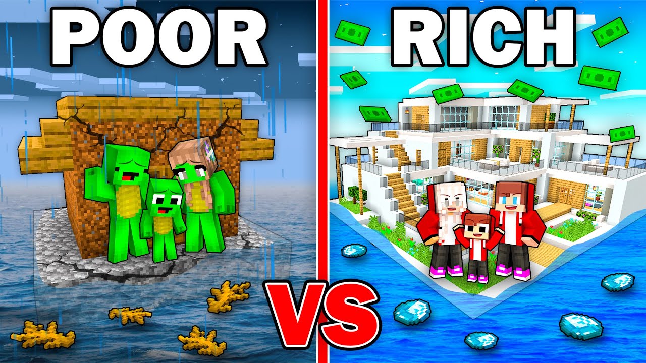 Mikey POOR vs JJ RICH Water House Survival Battle in Minecraft (Maizen)