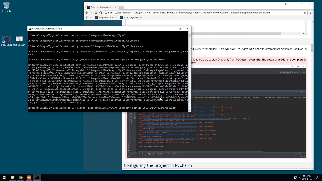 Setting up Pycharm to be used to develop extensions in ORS DRAGONFLY