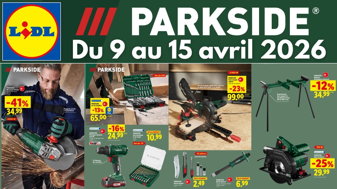 catalogue LIDL parkside du 9 avril 2026 ✅ Arrivage bricolage PARKSIDE 🔥 Promo jardinage
