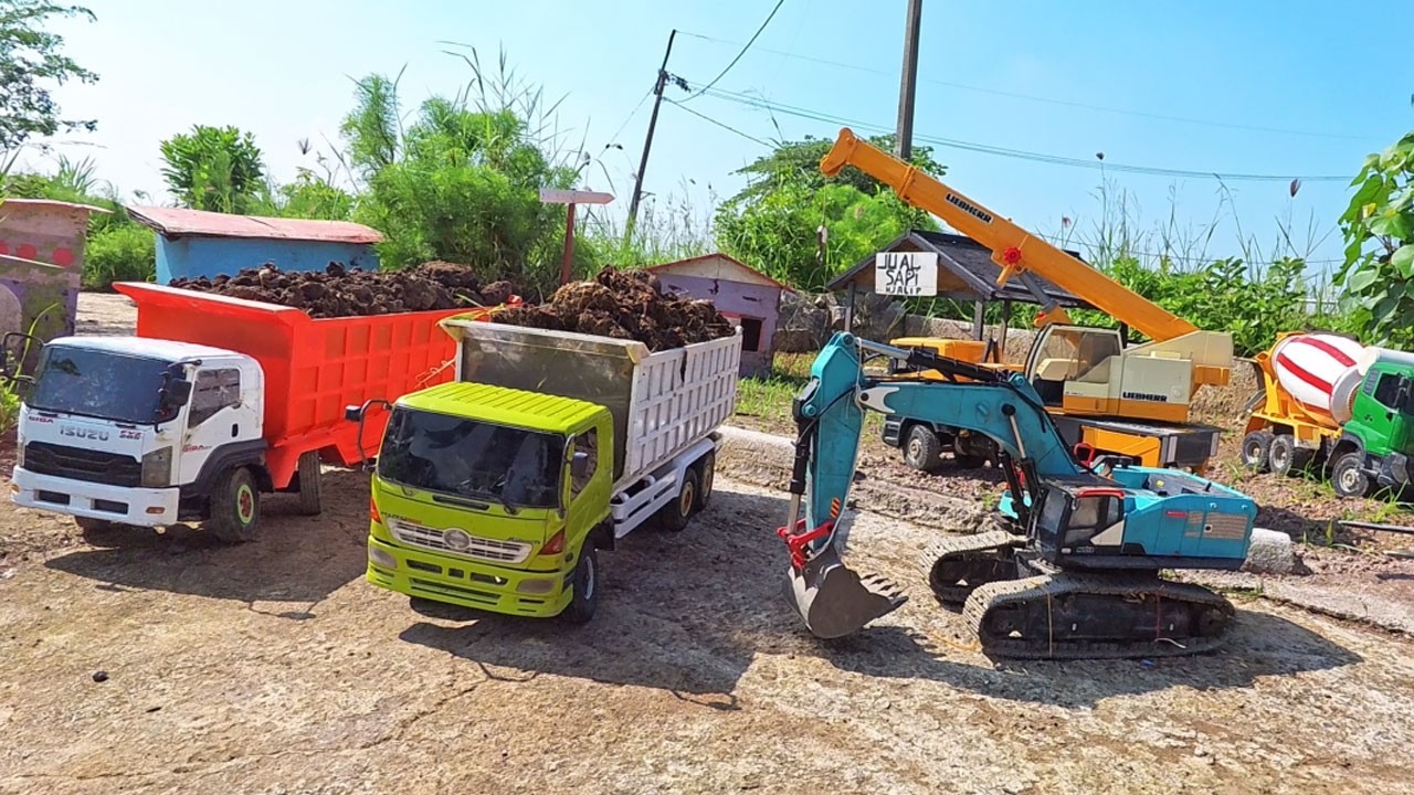Rc Handmade Truk Tronton Rc Hino 500 Isuzu Giga Fuso 220PS Oleng Muatan Berat Melewati Jalan Banjir
