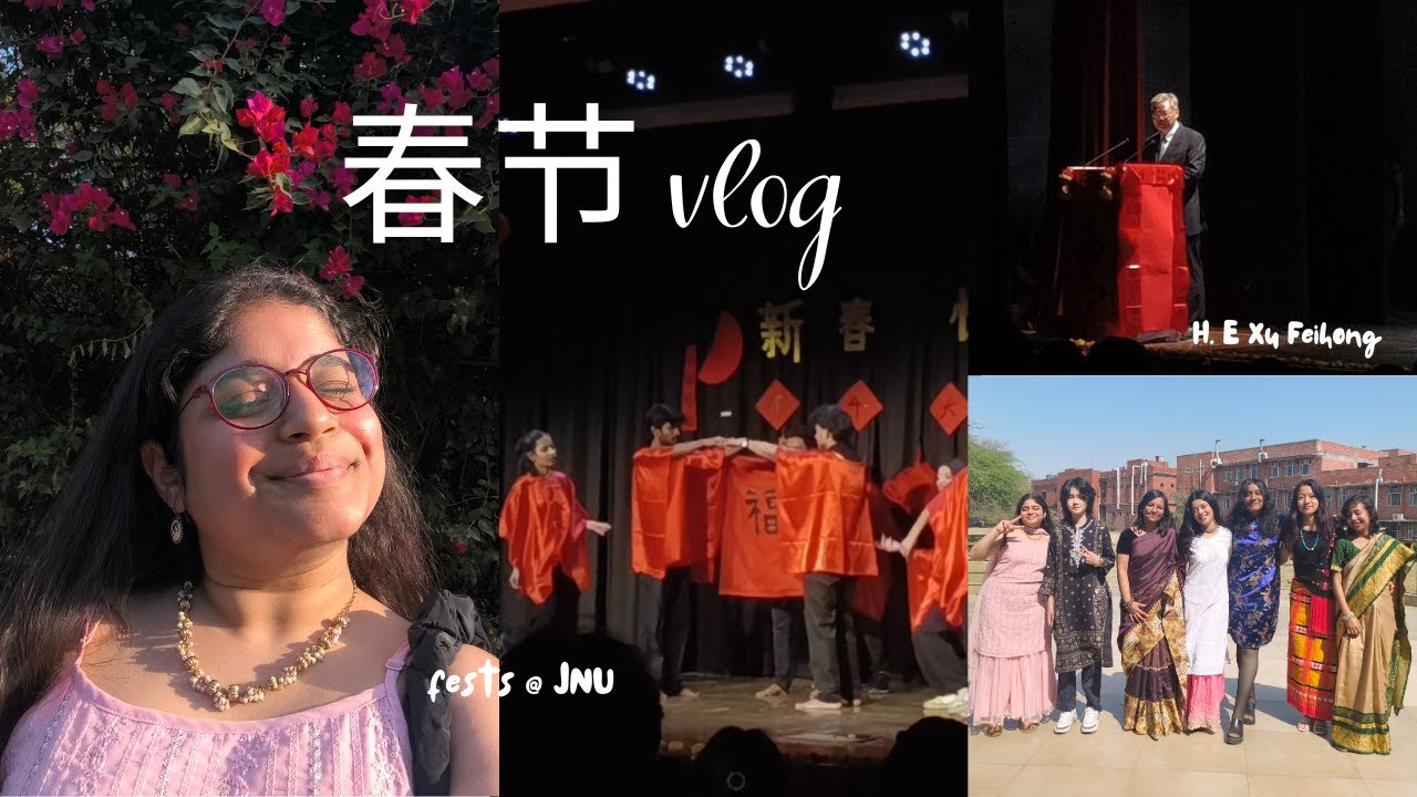 JNU Spring Festival Vlog 🌸 | grwm 🎀 , a day in my life, life as an Indian student📚 , college life 📹