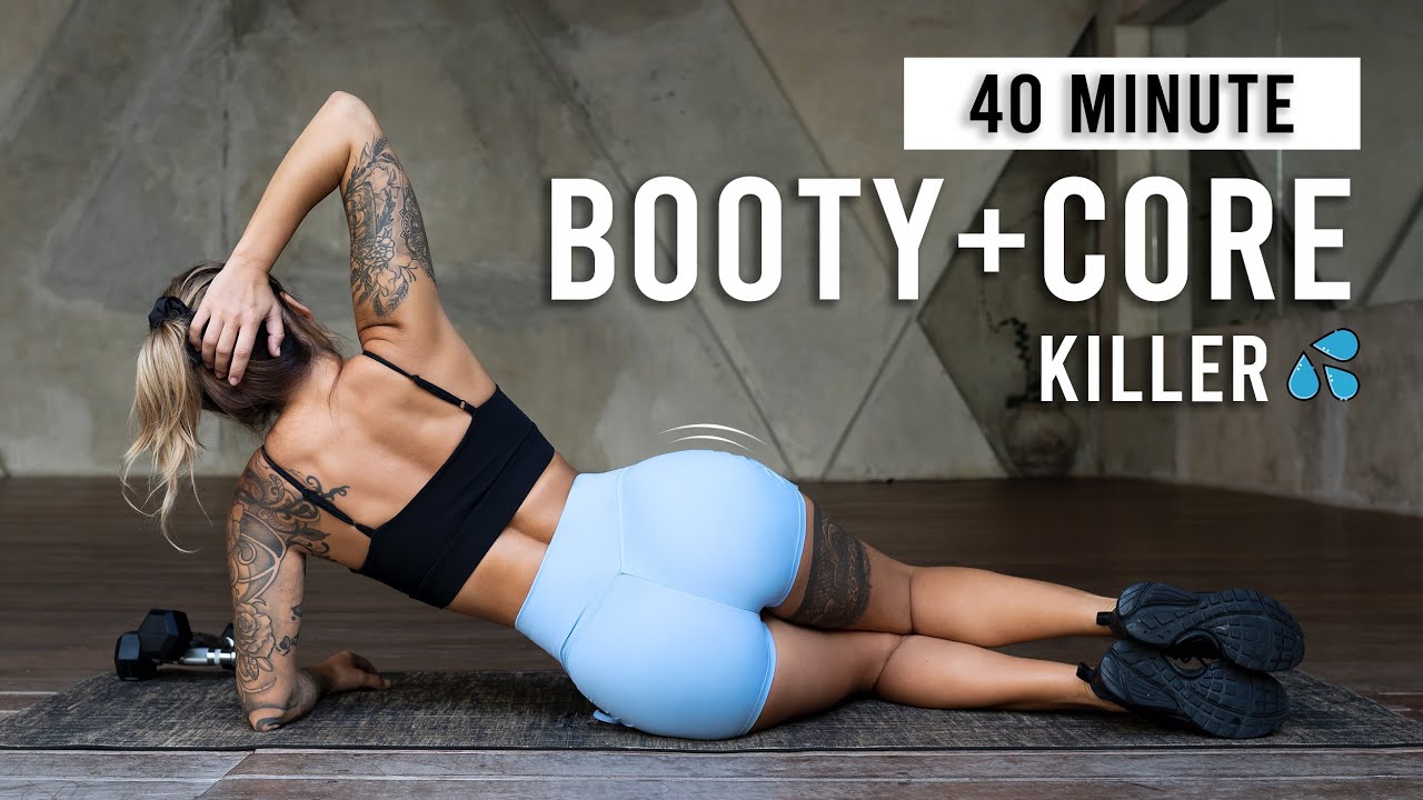 40 MIN KILLER BOOTY & CORE Workout | Lower Body & Abs | With Weights, No Repeat