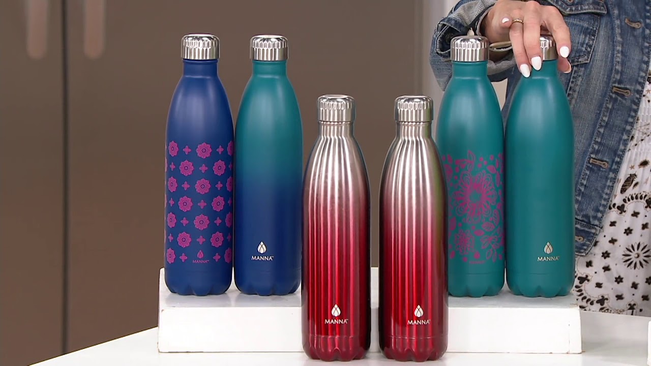 Manna Vogue S/2 25-oz Double Wall Stainless Steel Water Bottles on QVC