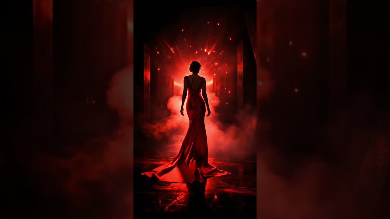 Dramatic red dress moment 