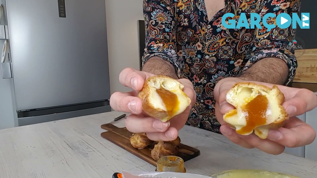 Choux à la crème vanillée insert mangue/passion