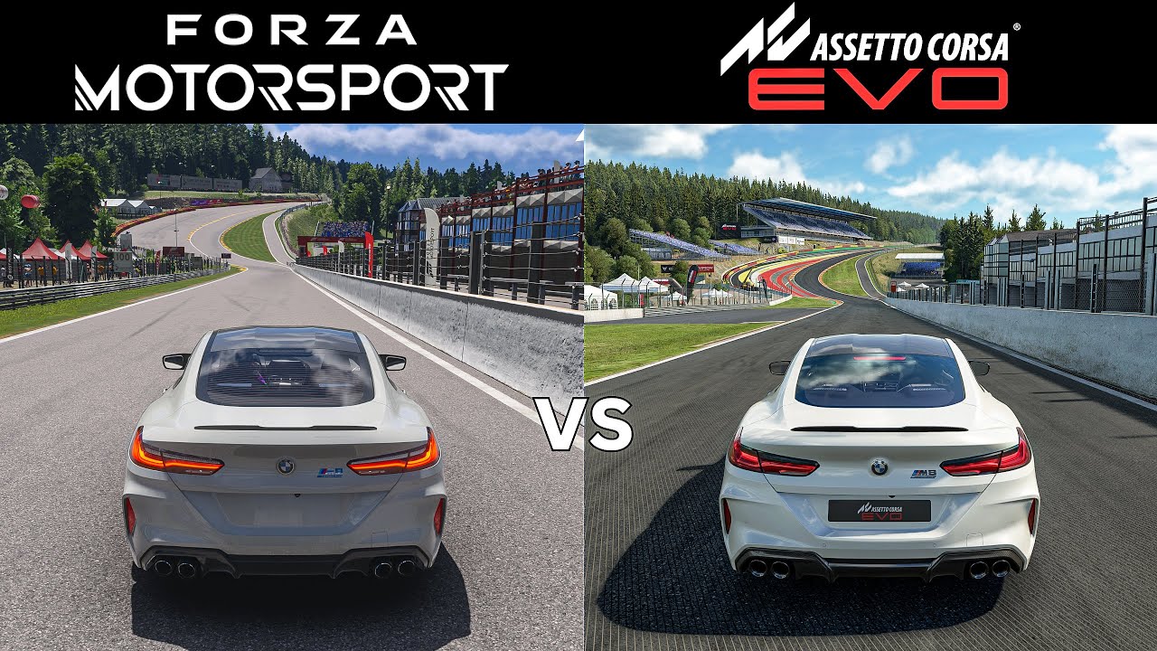 Assetto Corsa EVO vs Forza Motorsport: BMW M8 Competition at Spa - Which is More Realistic? 🏁