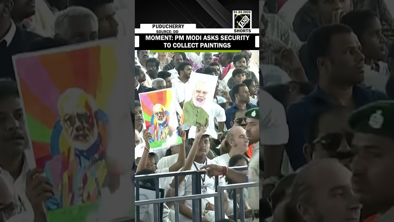 MOMENT: PM Modi asks security to collect paintings & photographs brought by volunteers in Puducherry